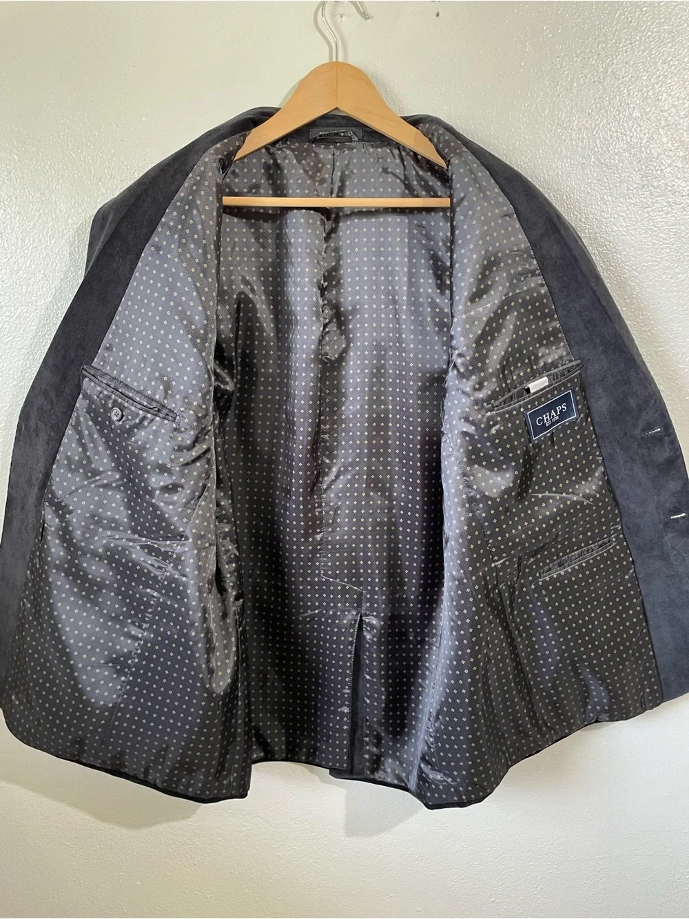 Chaps Dark Academia Corded Texture Blazer Elbow Patch Tailored Sport Coat 44R